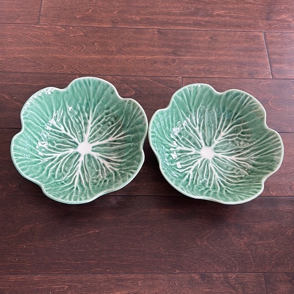 Other - Set Of 2 New Serving Bowls 9” Cabbage Easter Spring Scalloped Edge Green